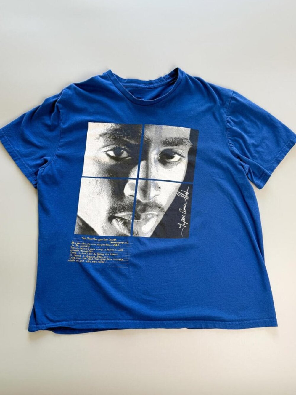 2Pac Graphic T Shirt, Tupac Rap Tee, Hip Hop Shirt, Blue Graphic Tee, Size L
